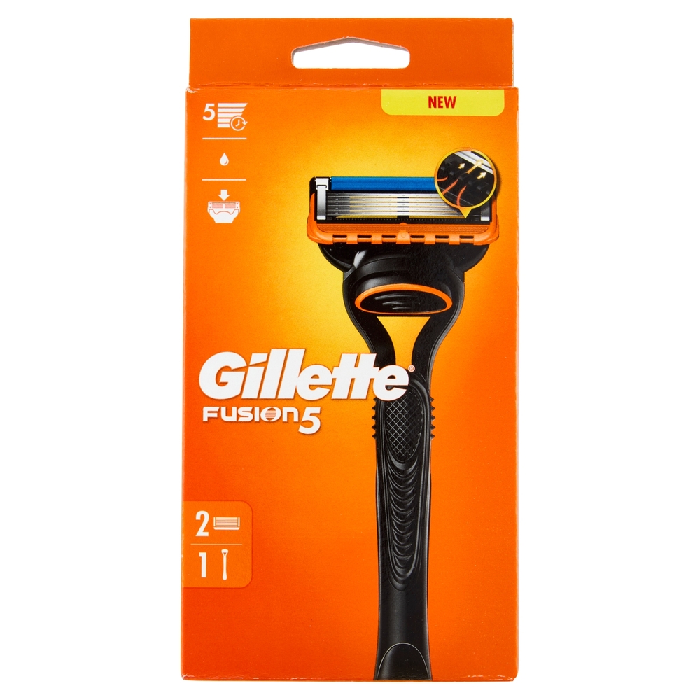 Gillette Fusion5 Rasoio da Uomo a 5 Lame, 1 Manico + 2 Lamette